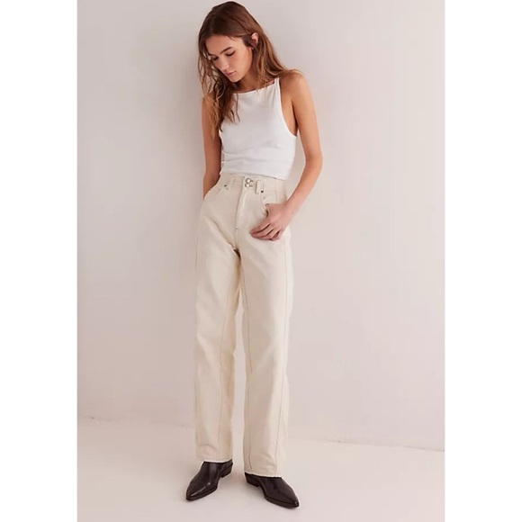 NWT Free People Aster Straight Leg Jeans Denim We The Free in Cream 30 - Picture 14 of 14